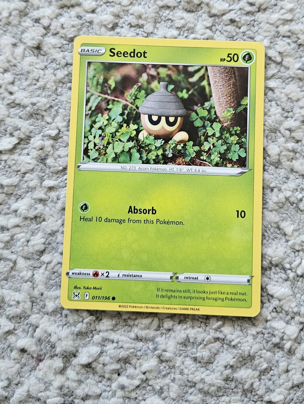 POKEMON TCG Card Seedot Lost Origin Yuka Morii 011/196